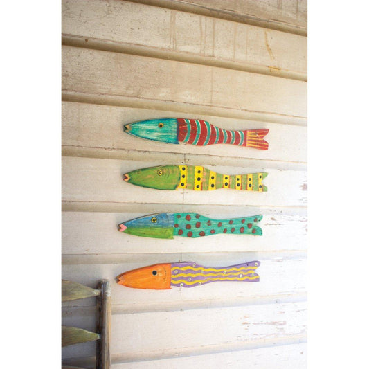 Kalalou - SET OF FOUR RECYCLED WOOD FOLK ART FISH - A5688 - A5688 - Kalalou - $67.95